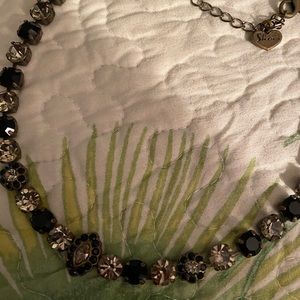 Shira brushed gold black crystal necklace